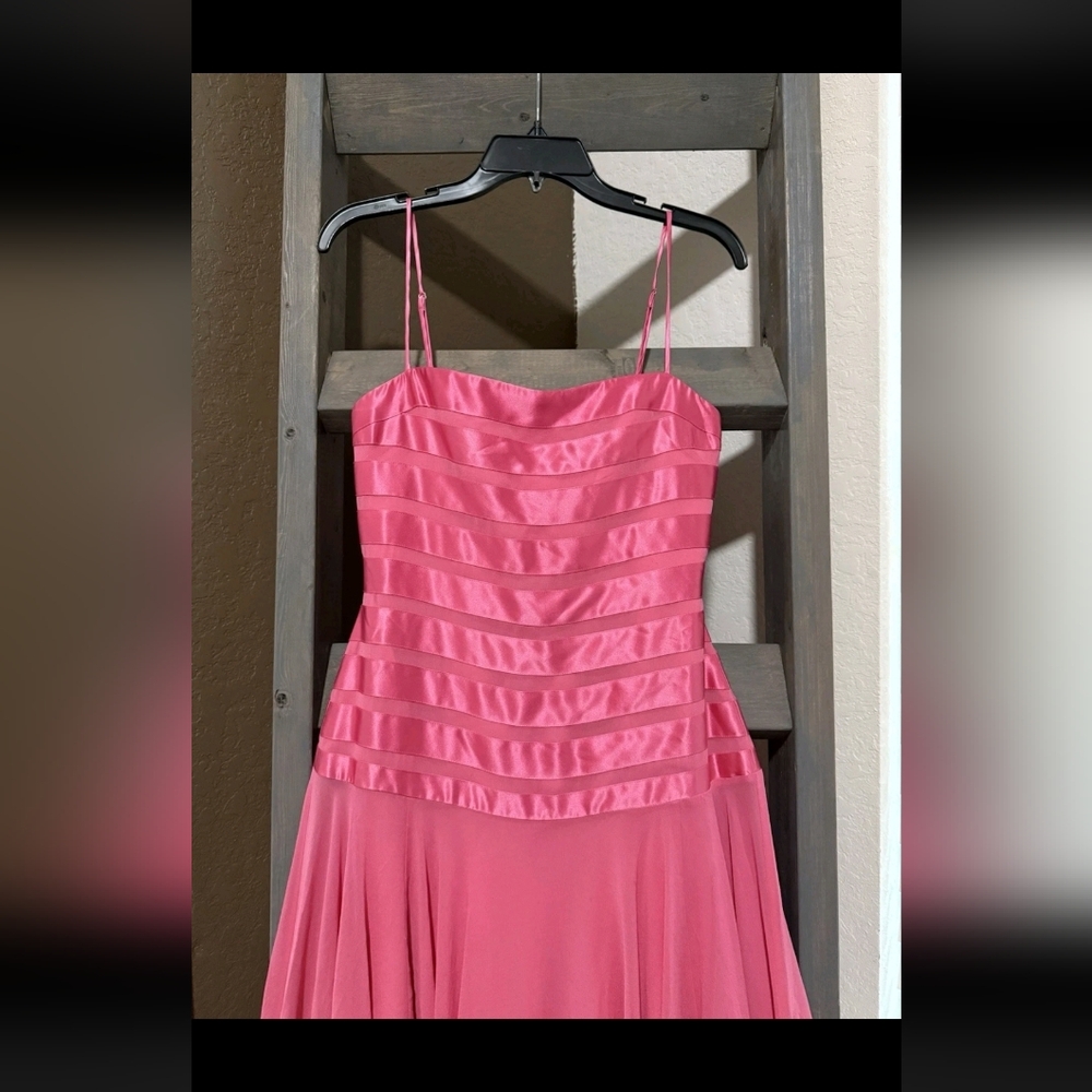 BCBGMaxAzria Pink Silk Drop Waist Dress - Picture 2 of 11